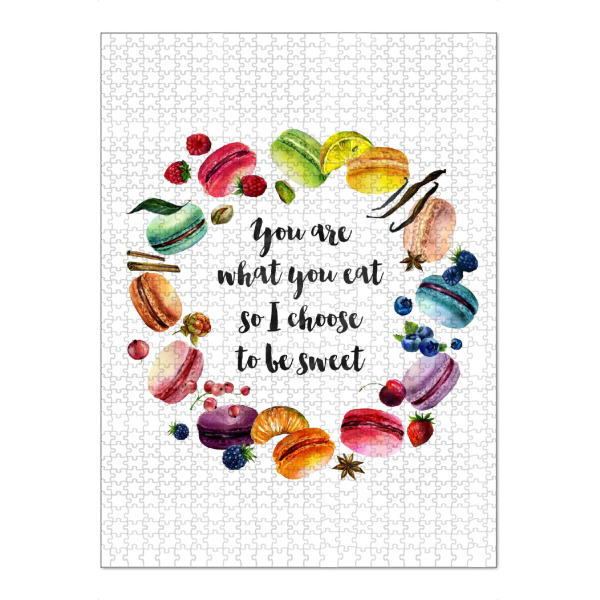 Puzzle Ravensburger "You are what you eat" artboxONE - Typografie,Essen & Trinken,Für Mama,Lustig - Makkaron,Essen,Süß,Humorvoll,Kreis,Spruch,Englisch