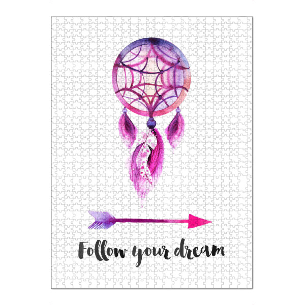 Puzzle Ravensburger "Follow your dream" artboxONE - Typografie,Sport / Motivation - Dreamcatcher,Rosa,Inspirierend,Träume,Aquarell