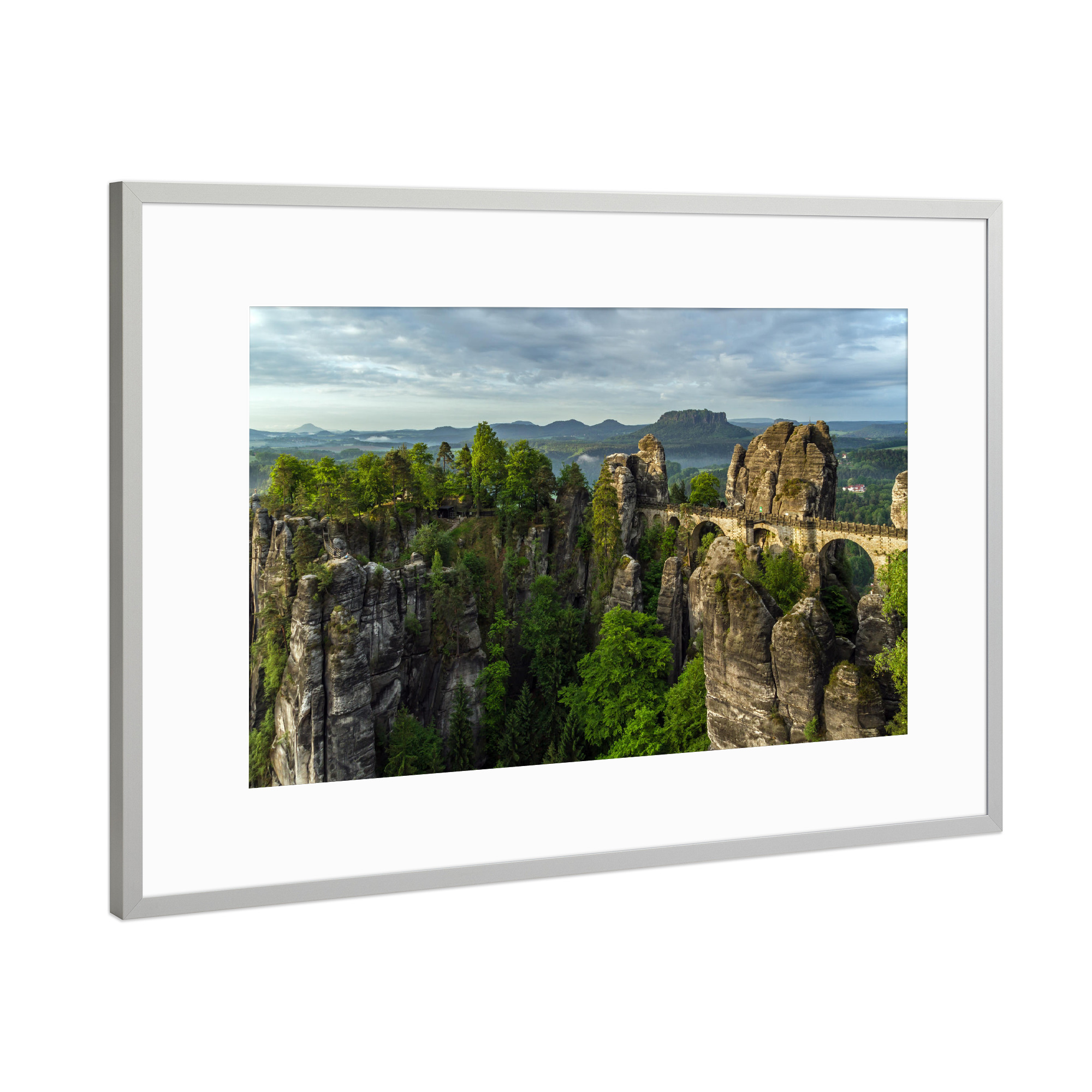 Poster mit Rahmen Silber "Die Bastei" artboxONE - Natur,Reise