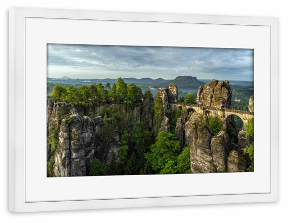 Poster mit Rahmen weiß "Die Bastei" artboxONE - Natur,Reise