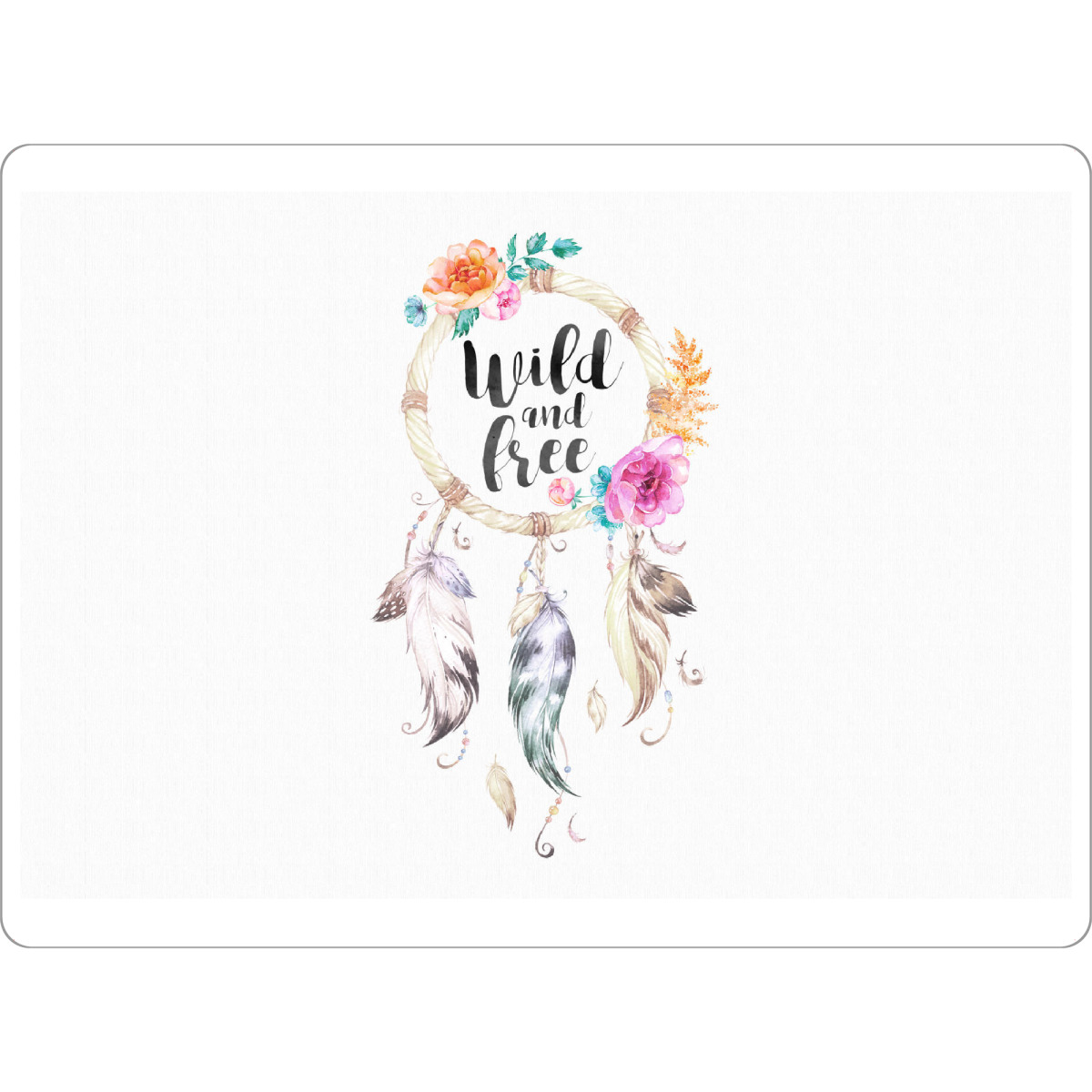 Tischset "Wild and free 2" artboxONE - Typografie,Floral,Festivals - Dreamcatcher,Boho,Böhmisch,Mit blumen,Aquarell,"wild und frei"