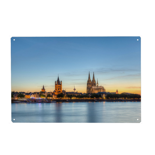 Metall Poster "Abends in Köln" artboxONE - Städte / Köln,Reise,Architektur