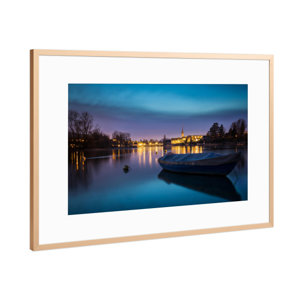 Poster mit Rahmen Kupfer "Stein am Rhein" artboxONE - Städte - Rhein,Stein,Fluss,Boot,Schweiz