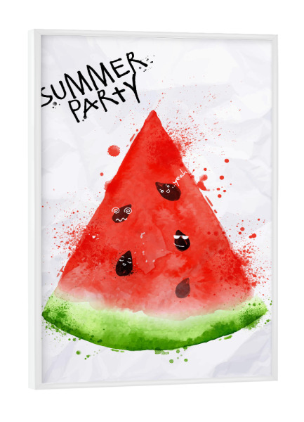 Poster mit weißem Rahmen "Watercolor summer watermelon" artboxONE - Natur,Festivals