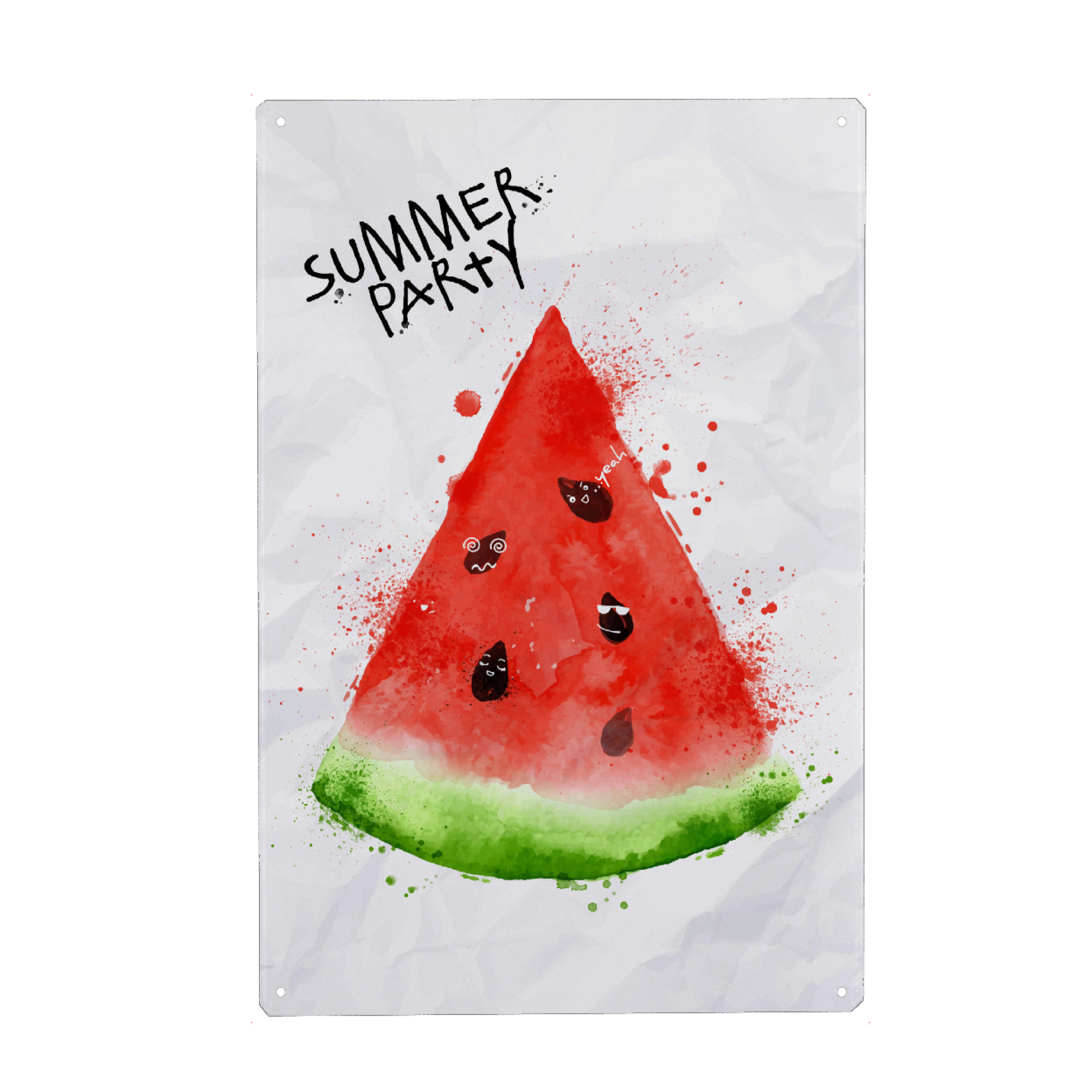 Metall Poster "Watercolor summer watermelon" artboxONE - Natur,Festivals