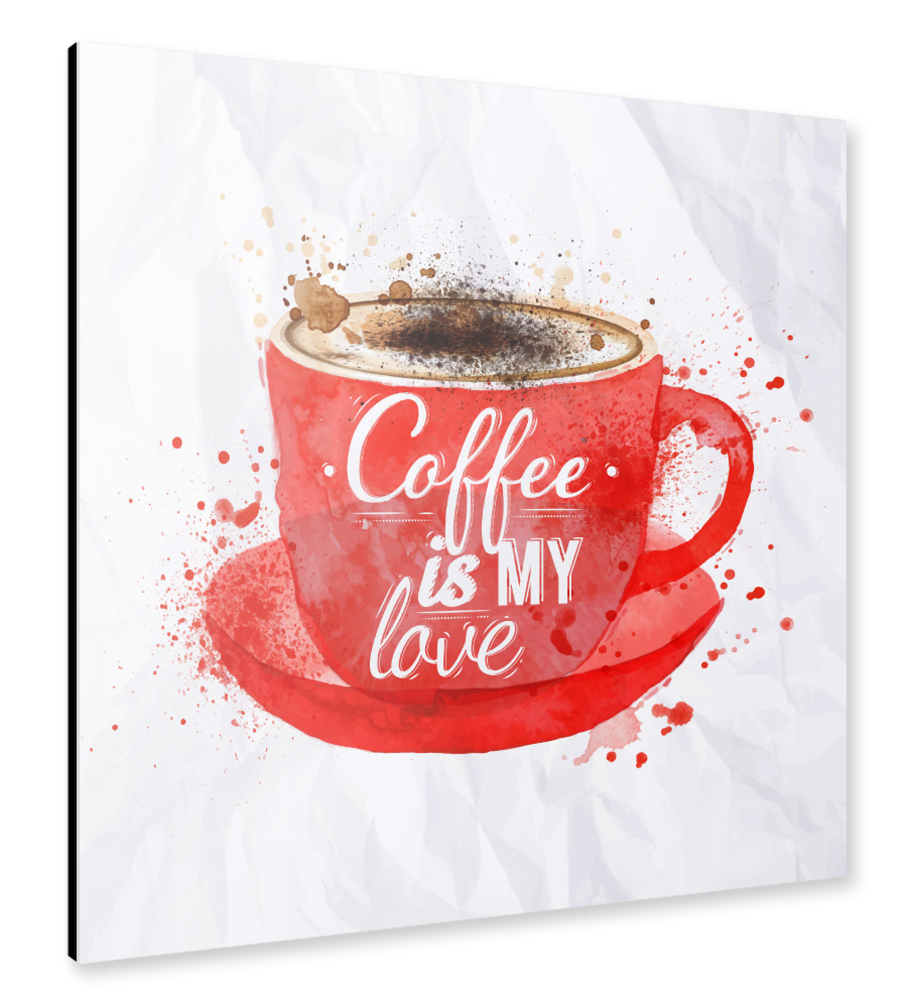 Alu-Dibond "Watercolor red cup of cappuccino" 30x30 cm artboxONE