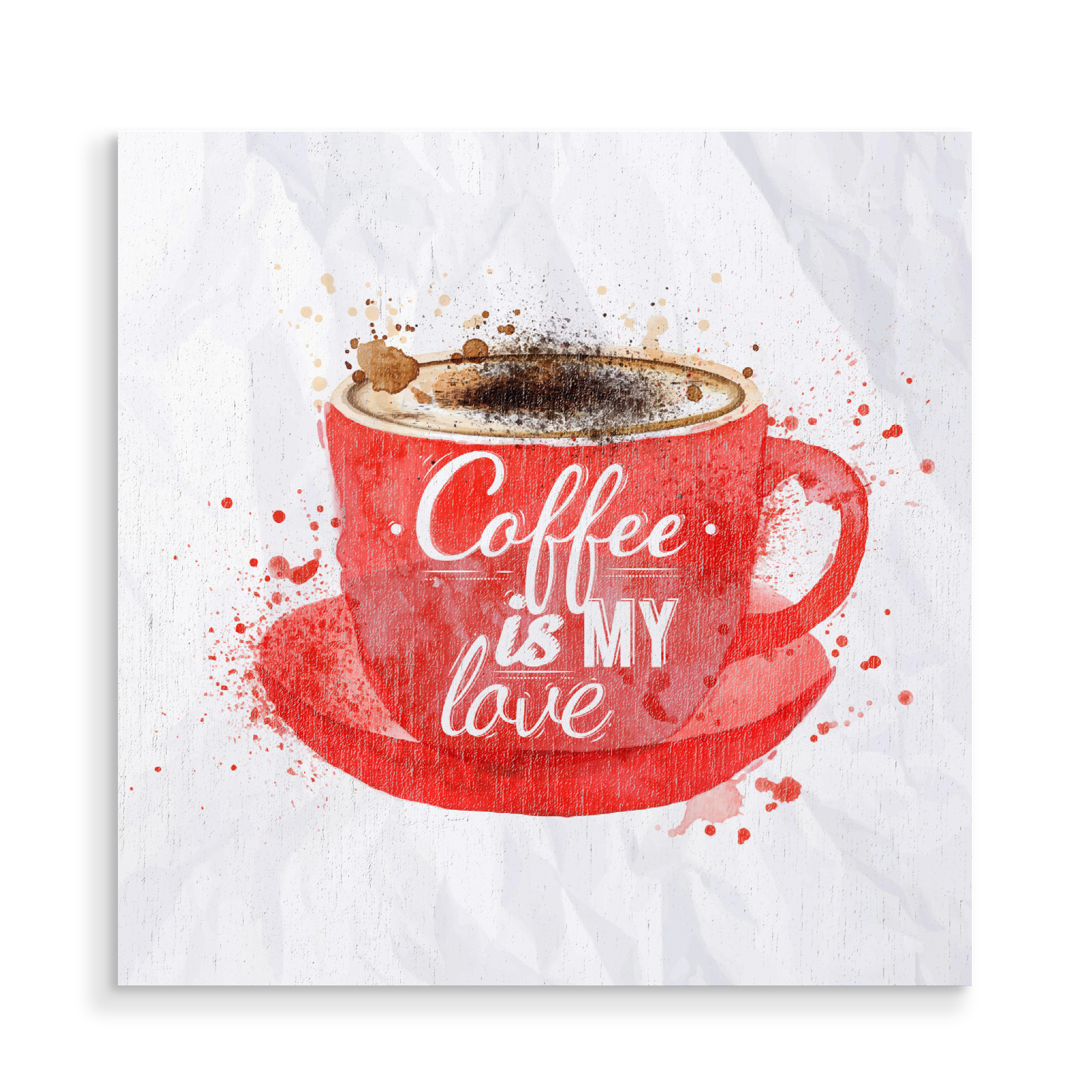 Holzbild "Watercolor red cup of cappuccino" artboxONE - Essen & Trinken,Schwarzweiß