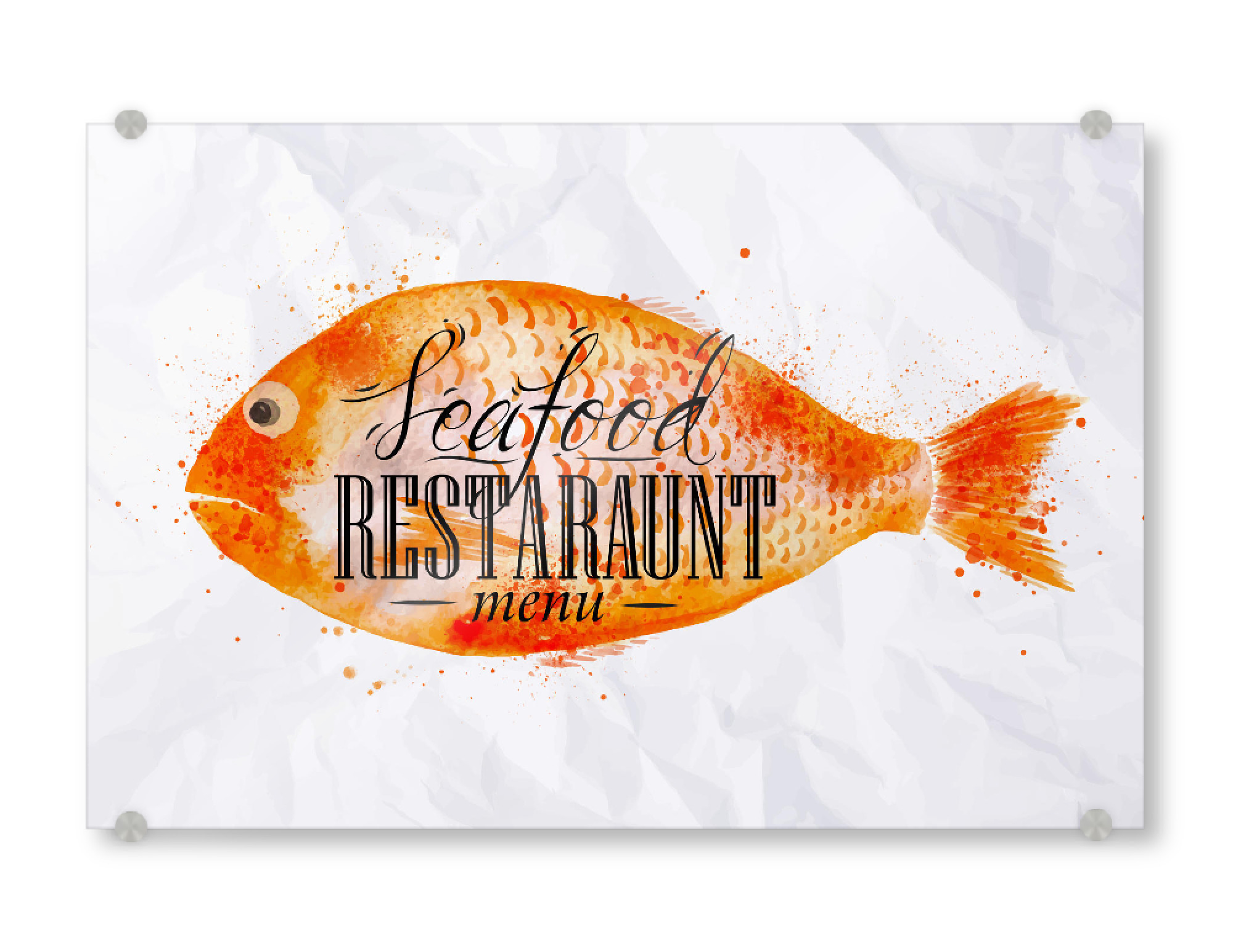 Acrylglasbild "Watercolor fish" artboxONE - Essen & Trinken,Schwarzweiß