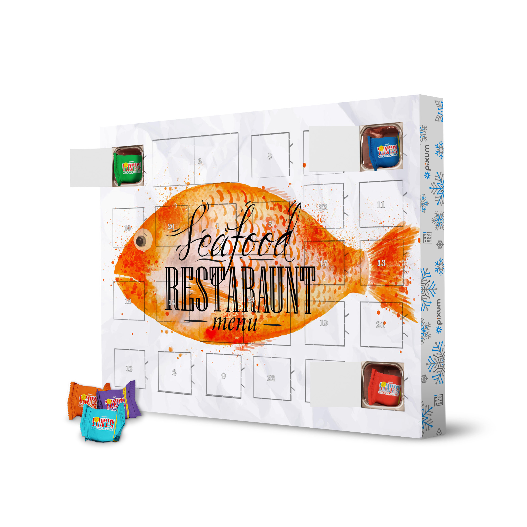 Adventskalender mit Tony's Chocolonely Watercolor fish artboxONE Adventskalender Essen & Trinken