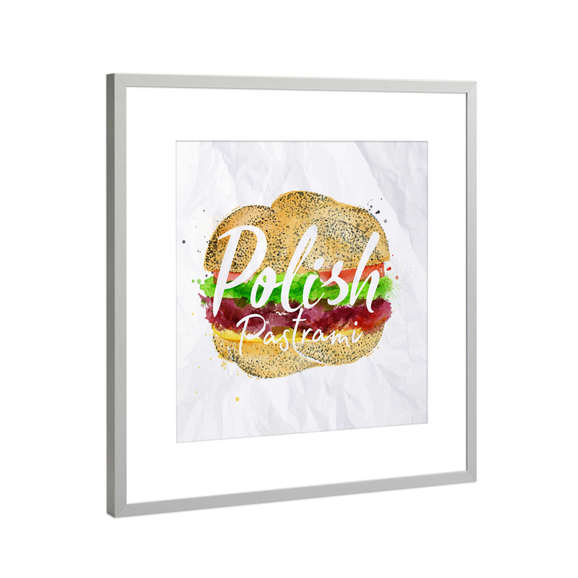 Poster mit Rahmen Silber "Polish pastrami burger" artboxONE - Essen & Trinken