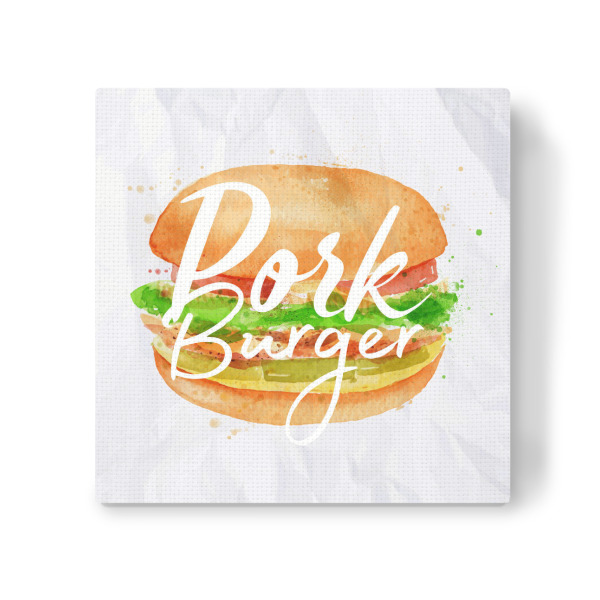 Leinwandbild "Pork burger watercolor" artboxONE - Essen & Trinken,Schwarzweiß