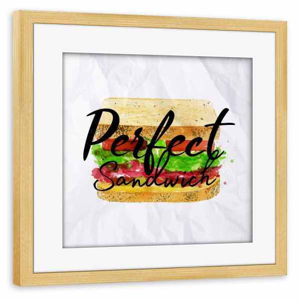 Poster mit Rahmen kiefer "Perfect sandwich watercolor" artboxONE - Essen & Trinken,Schwarzweiß