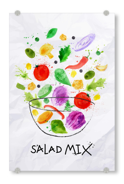 Acrylglasbild "Salad mix watercolor" artboxONE - Essen & Trinken,Schwarzweiß