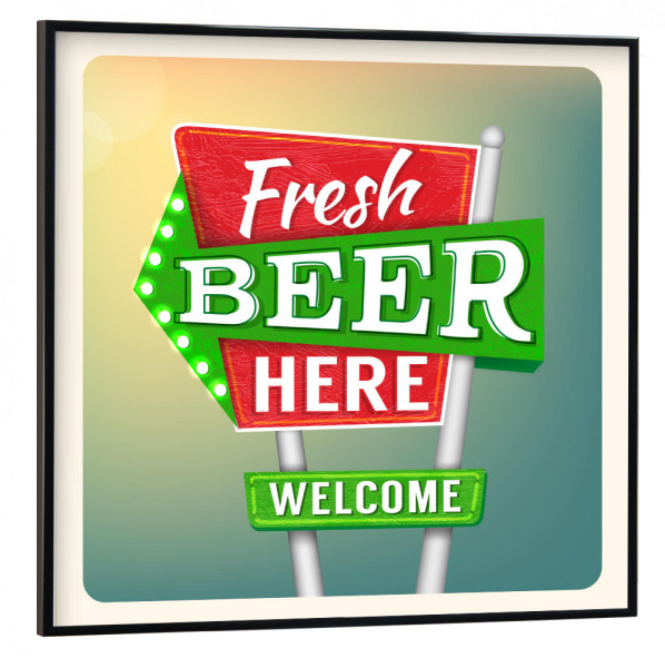 Poster mit schwarzem Rahmen 30x30 cm "Retro Neon Sign Beer" artboxONE - Typografie,Essen & Trinken,Schwarzweiß,Fashion