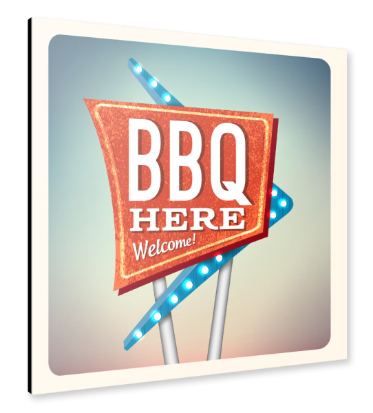 Alu-Dibond "Retro Neon Sign BBQ" 30x30 cm artboxONE