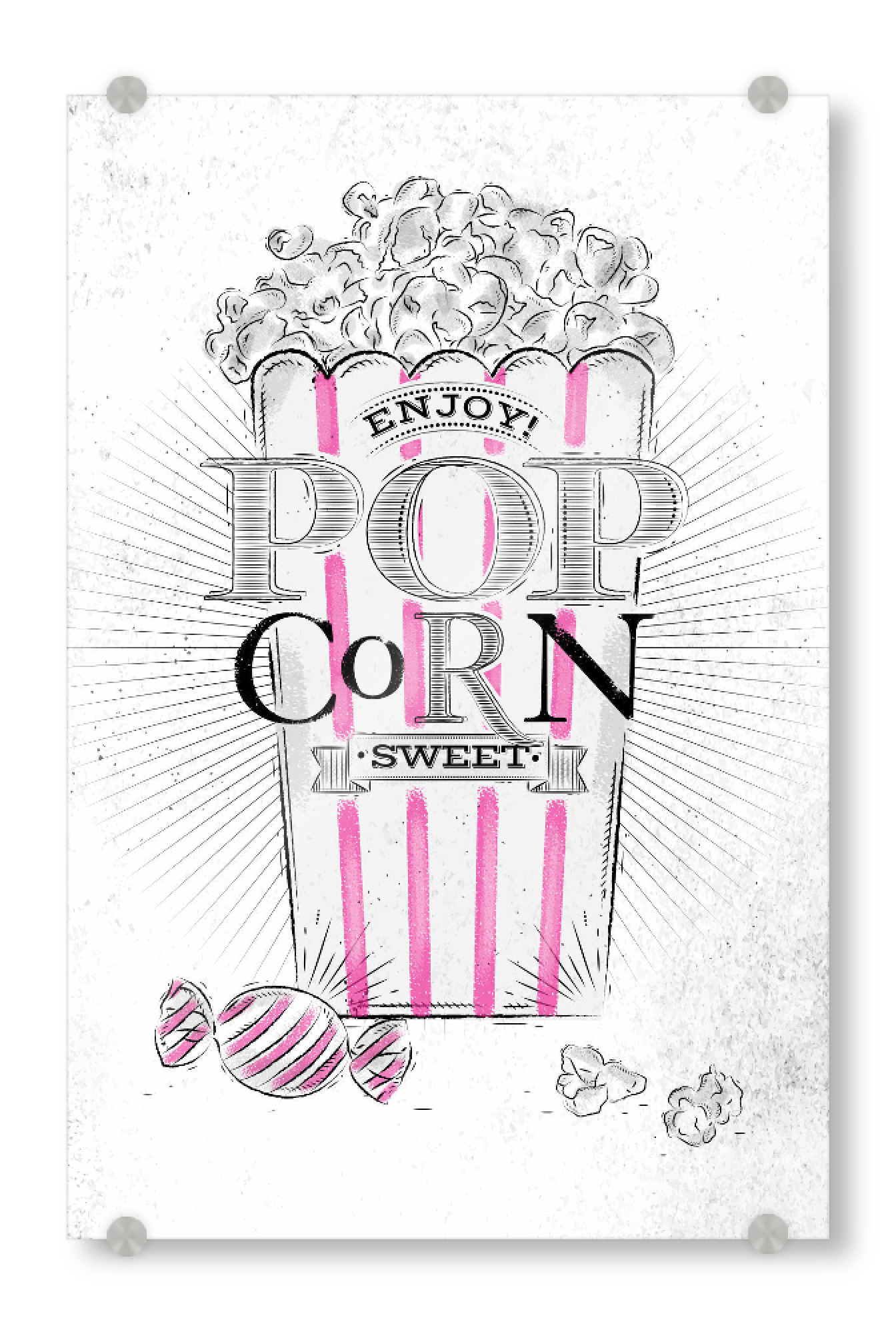 Acrylglasbild "Popcorn sweet" artboxONE - Essen & Trinken,Schwarzweiß,Fashion,Festivals