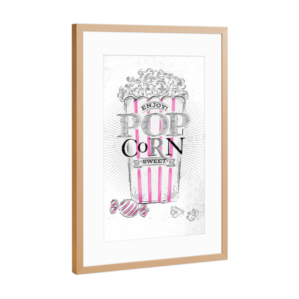 Poster mit Rahmen Kupfer "Popcorn sweet" artboxONE - Essen & Trinken,Schwarzweiß,Fashion,Festivals