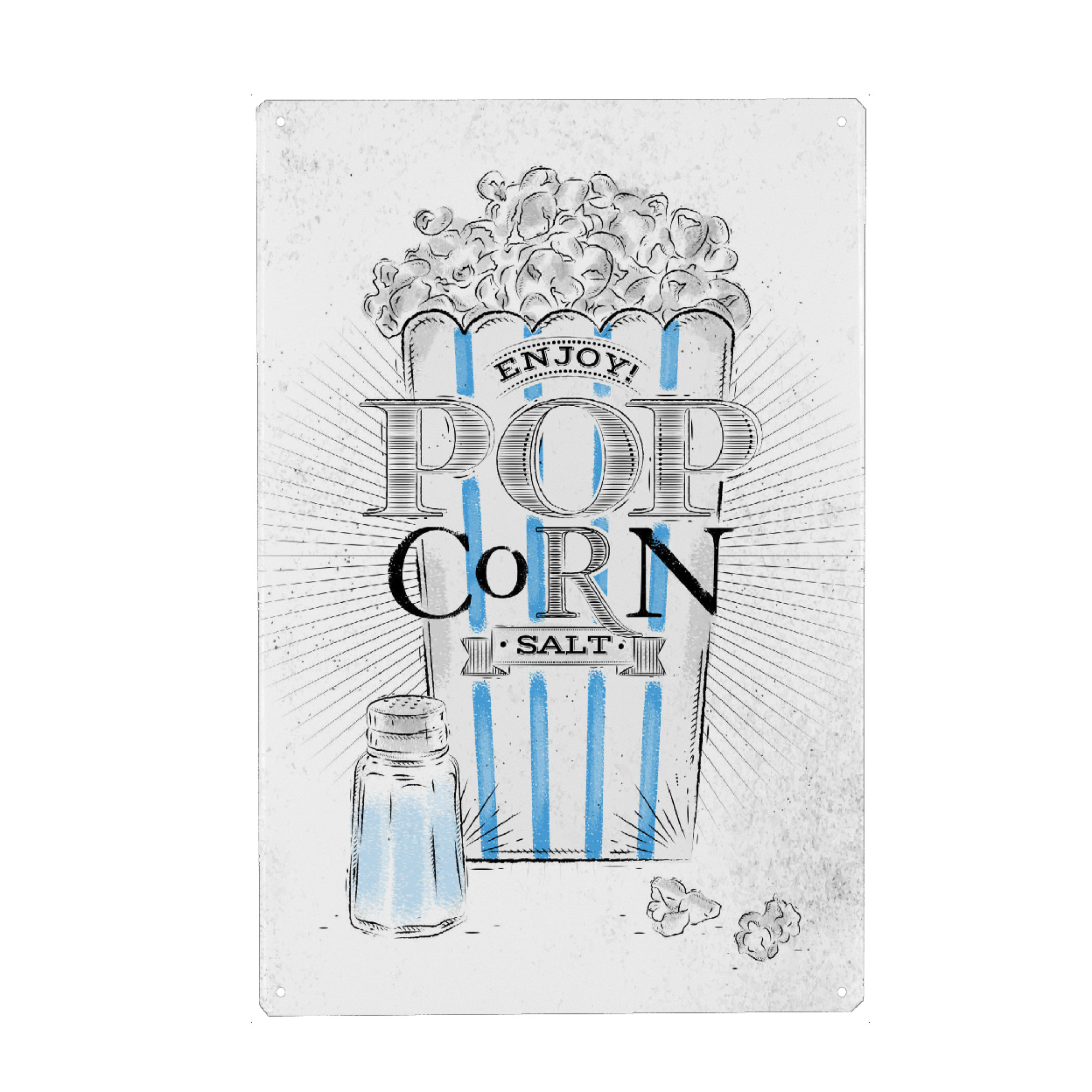 Metall Poster "Popcorn salt" artboxONE - Essen & Trinken,Schwarzweiß