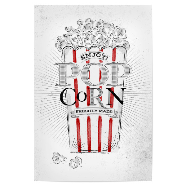Poster "Popcorn" artboxONE - Typografie,Essen & Trinken,Schwarzweiß,Fashion
