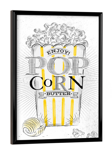 Poster mit schwarzem Rahmen "Popcorn butter" artboxONE - Essen & Trinken,Schwarzweiß