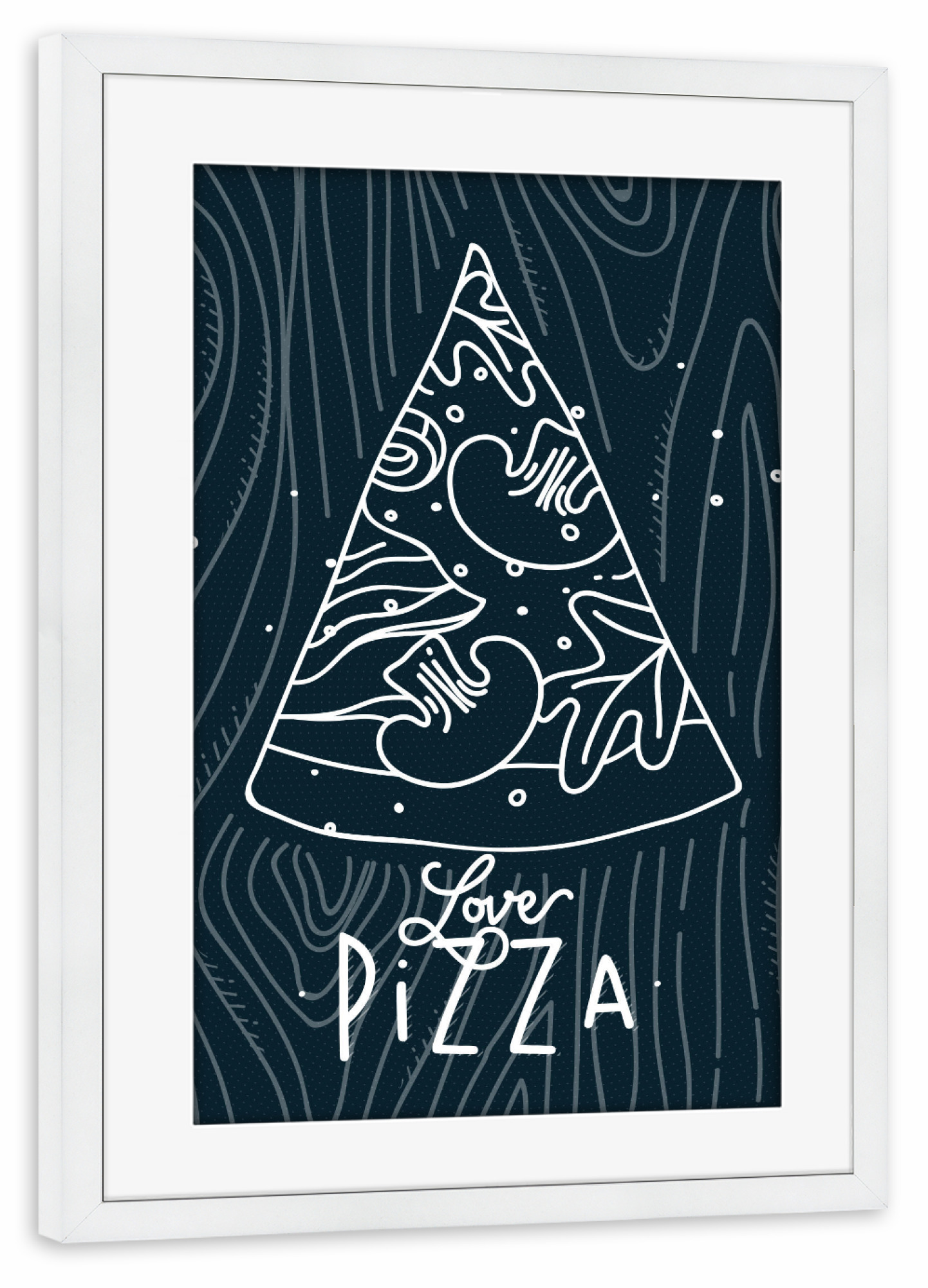 Poster mit Rahmen weiß "Love pizza slice blue" artboxONE - Essen & Trinken,Schwarzweiß