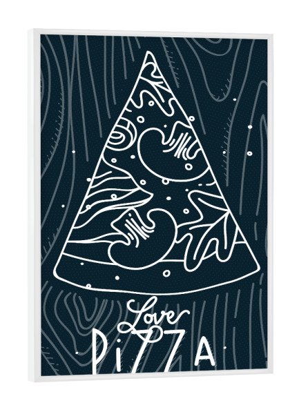 Poster mit weißem Rahmen "Love pizza slice blue" artboxONE - Essen & Trinken,Schwarzweiß