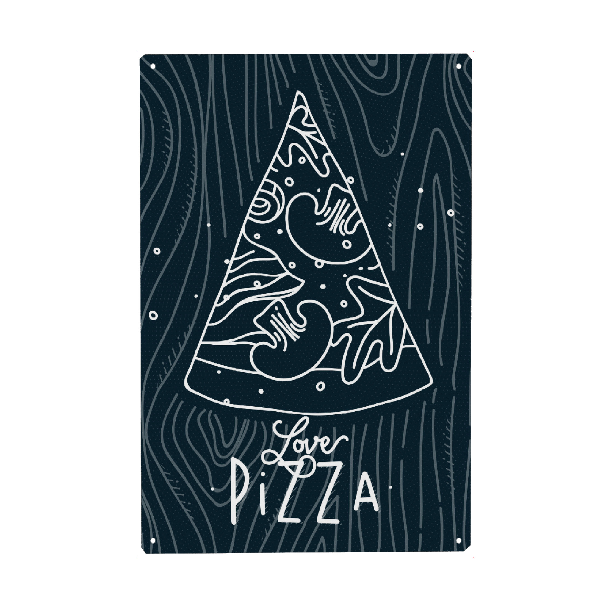 Metall Poster "Love pizza slice blue" artboxONE - Essen & Trinken,Schwarzweiß