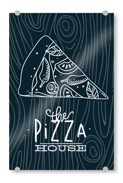 Acrylglasbild "Slice pizza wood blue" artboxONE - Essen & Trinken,Schwarzweiß