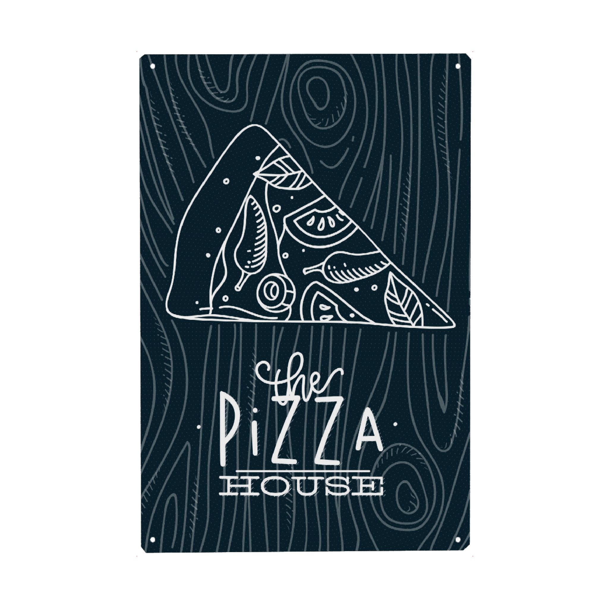 Holzbild "Slice pizza wood blue" artboxONE - Essen & Trinken,Schwarzweiß