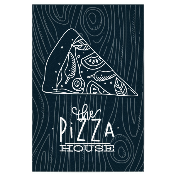 Poster "Slice pizza wood blue" artboxONE - Essen & Trinken,Schwarzweiß
