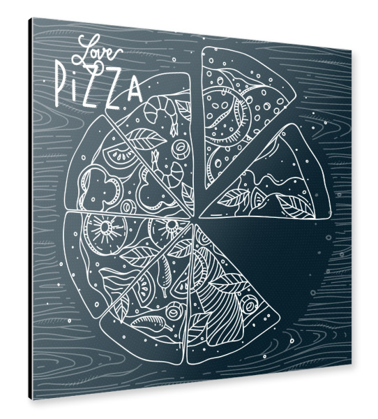 Alu-Dibond "Love pizza blue" 30x30 cm artboxONE