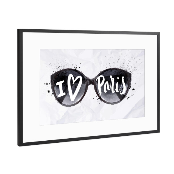 Poster mit Rahmen Schwarz (Metallic) "Paris sun glasses" artboxONE - Schwarzweiß,Städte / Paris