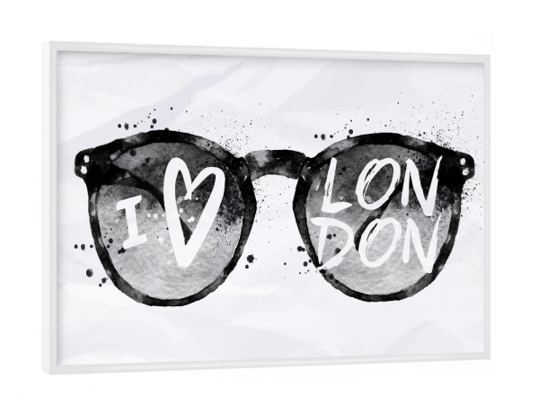 Poster mit weißem Rahmen "Sunglasses London" artboxONE - Städte / London,Schwarzweiß