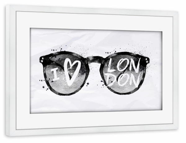 Poster mit Rahmen weiß "Sunglasses London" artboxONE - Städte / London,Schwarzweiß