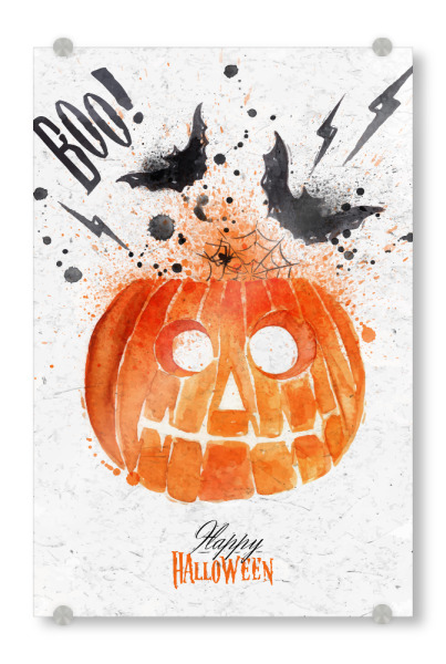 Acrylglasbild "Pumpkin halloween" artboxONE - Schwarzweiß,Festivals