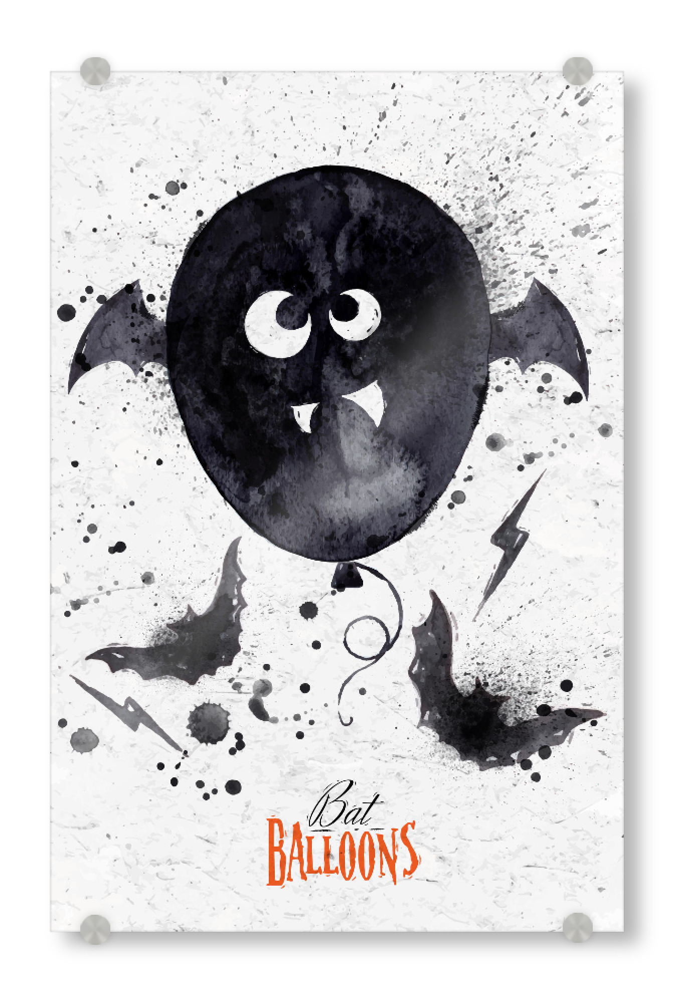 Acrylglasbild "Halloween balloon" artboxONE - Typografie,Tiere,Schwarzweiß