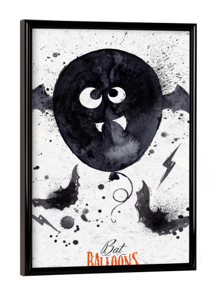 Poster mit schwarzem Rahmen "Halloween balloon" artboxONE - Typografie,Tiere,Schwarzweiß