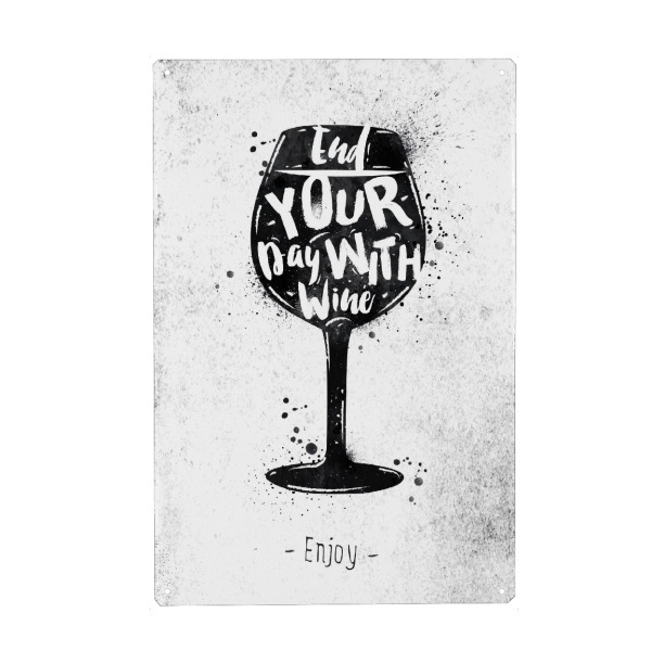 Metall Poster "Wine black" artboxONE - Essen & Trinken,Schwarzweiß,Essen & Trinken / Alkohol