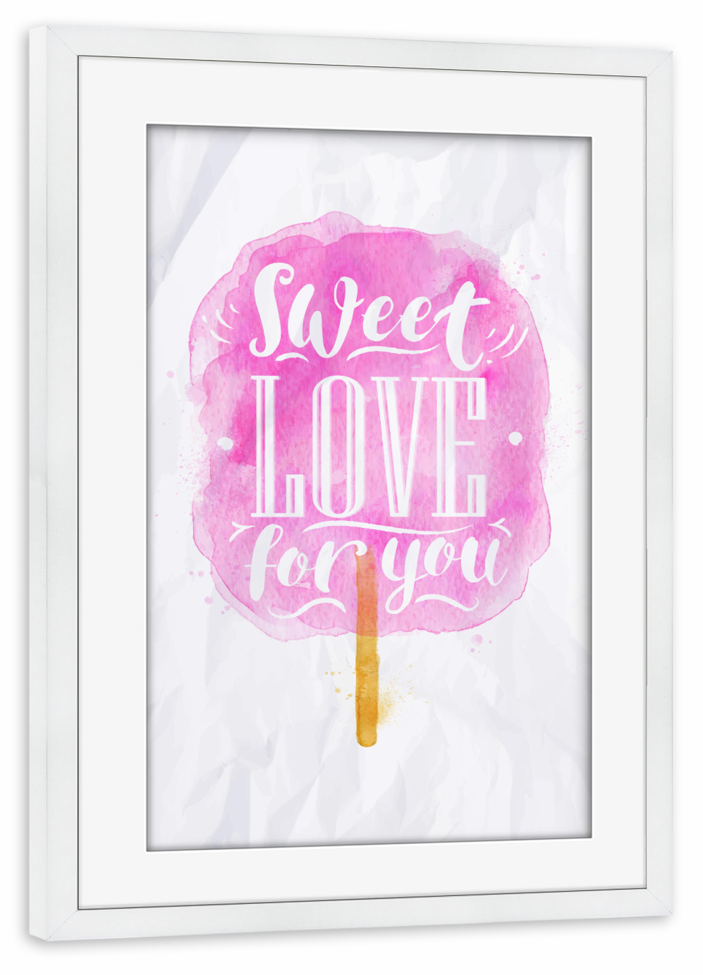 Poster mit Rahmen weiß "Watercolor cotton candy" artboxONE - Essen & Trinken