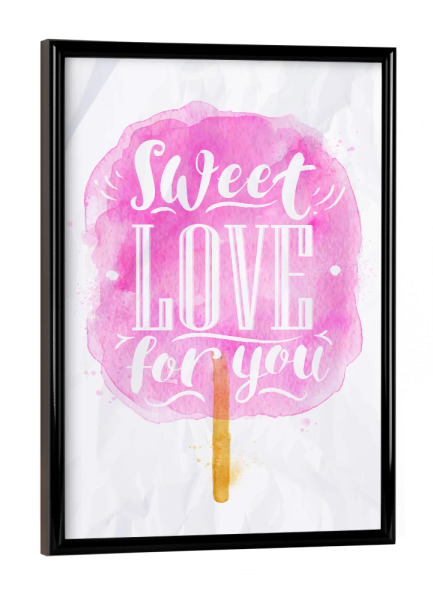 Poster mit schwarzem Rahmen "Watercolor cotton candy" artboxONE - Essen & Trinken