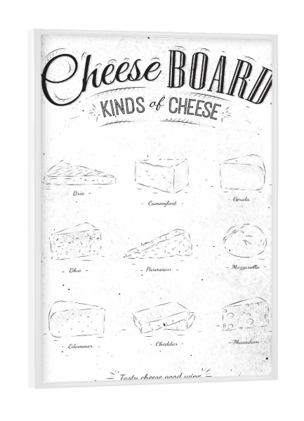 Poster mit weißem Rahmen "Set cheese coal" artboxONE - Essen & Trinken,Schwarzweiß