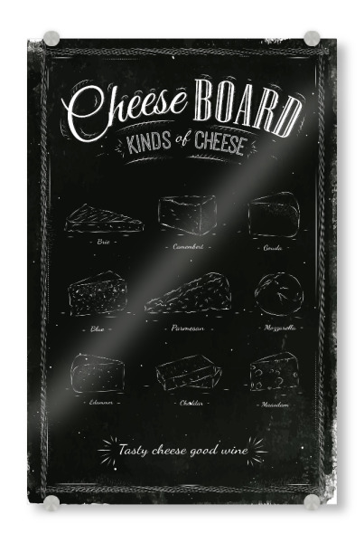 Acrylglasbild "Set cheese chalk" artboxONE - Essen & Trinken,Schwarzweiß