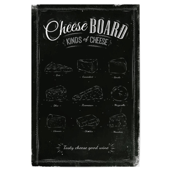 Poster "Set cheese chalk" artboxONE - Essen & Trinken,Schwarzweiß