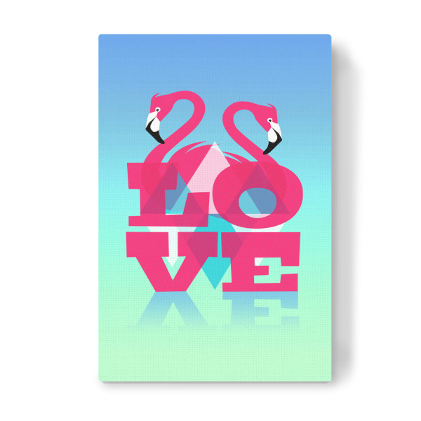 Leinwandbild "Pink Flamingos in Love" artboxONE - Typografie,Tiere,Geometrie,Liebe