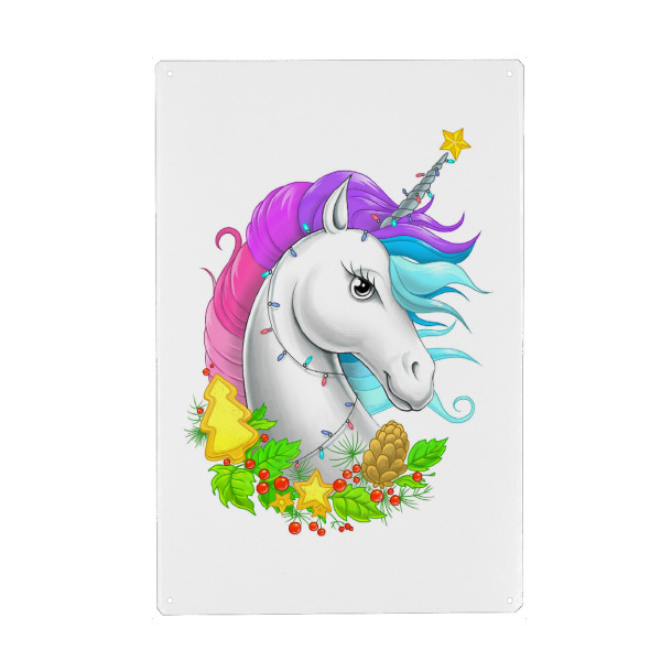 Holzbild "Xmas unicorn" artboxONE - Natur,Tiere,Schwarzweiß,Weihnachten - Einhorn,Magie,Tier,Weihnachten,Winter,Weihnachten