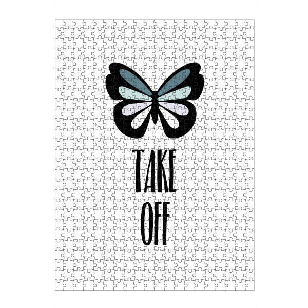 Puzzle Ravensburger "Take Off" artboxONE - Typografie,Tiere,Schwarzweiß - Take off,Butterfly,Schmetterling,Girl,Girls,Girl power,Woman,Women,Ausziehen
