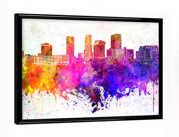 Poster mit schwarzem Rahmen "Akron skyline watercolor" artboxONE - Städte,Reise,Abstrakt,Architektur
