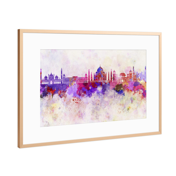 Poster mit Rahmen Kupfer "Agra skyline in watercolor" artboxONE - Städte,Reise,Abstrakt,Architektur