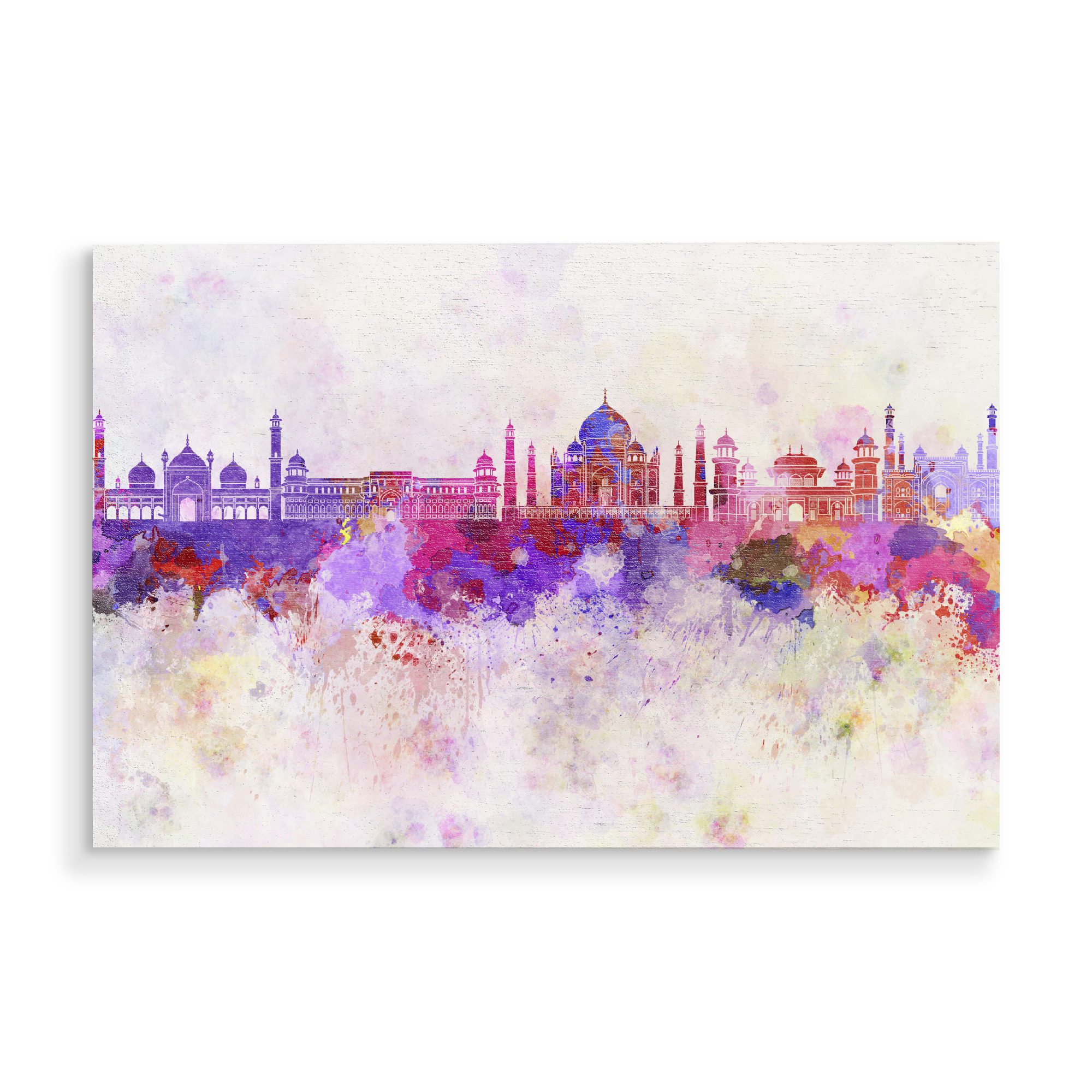 Holzbild "Agra skyline in watercolor" artboxONE - Städte,Reise,Abstrakt,Architektur
