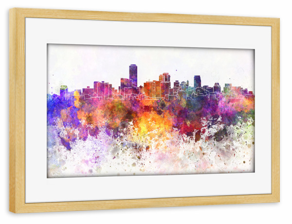 Poster mit Rahmen kiefer "Adelaide skyline in watercolor" artboxONE - Städte,Reise,Abstrakt,Architektur